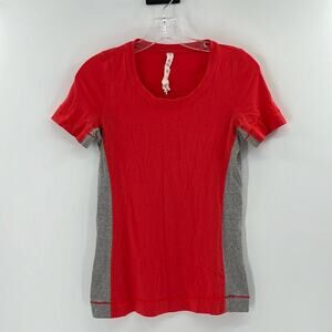 Lululemon Women's Short Sleeve Color Block Tee - Red/Gray - 4